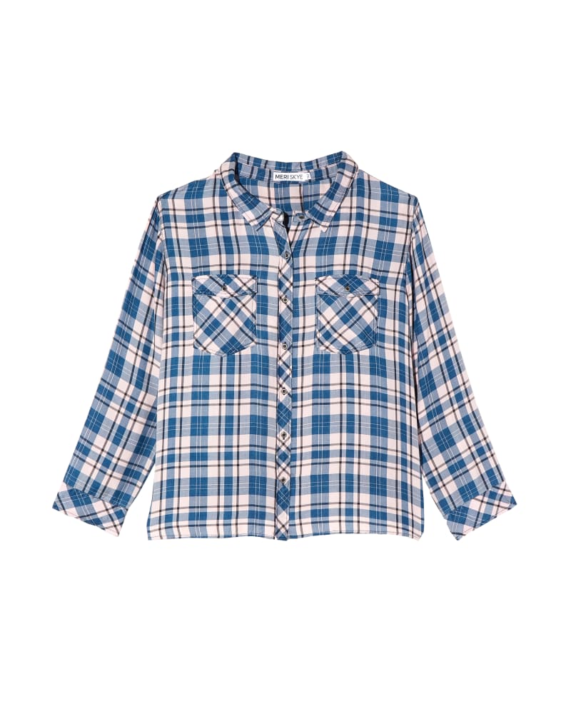 Front of plus size Erin Printed Button-Down Shirt by Meri Skye | Dia&Co | dia_product_style_image_id:119729